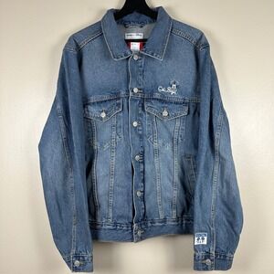 Old Navy Women's L Denim Jacket Blue Disney Mickey Mouse American Flag NEW